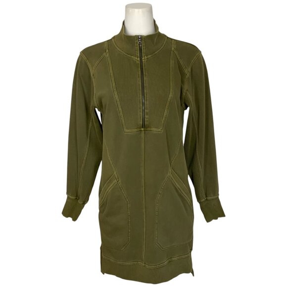 Anthropologie Daily Practice Meru Mini Dress S Moss Green Long Sleeve Athleisure - Picture 1 of 13